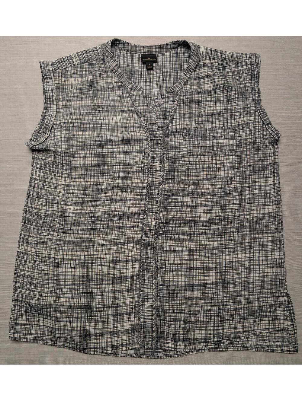 Worthington Black and White Sleeveless Blouse Large